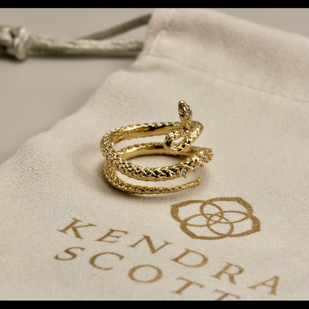 Kendra Scott Phoenix Wrap Ring In Vintage Gold Sz 8 - Picture 6 of 7